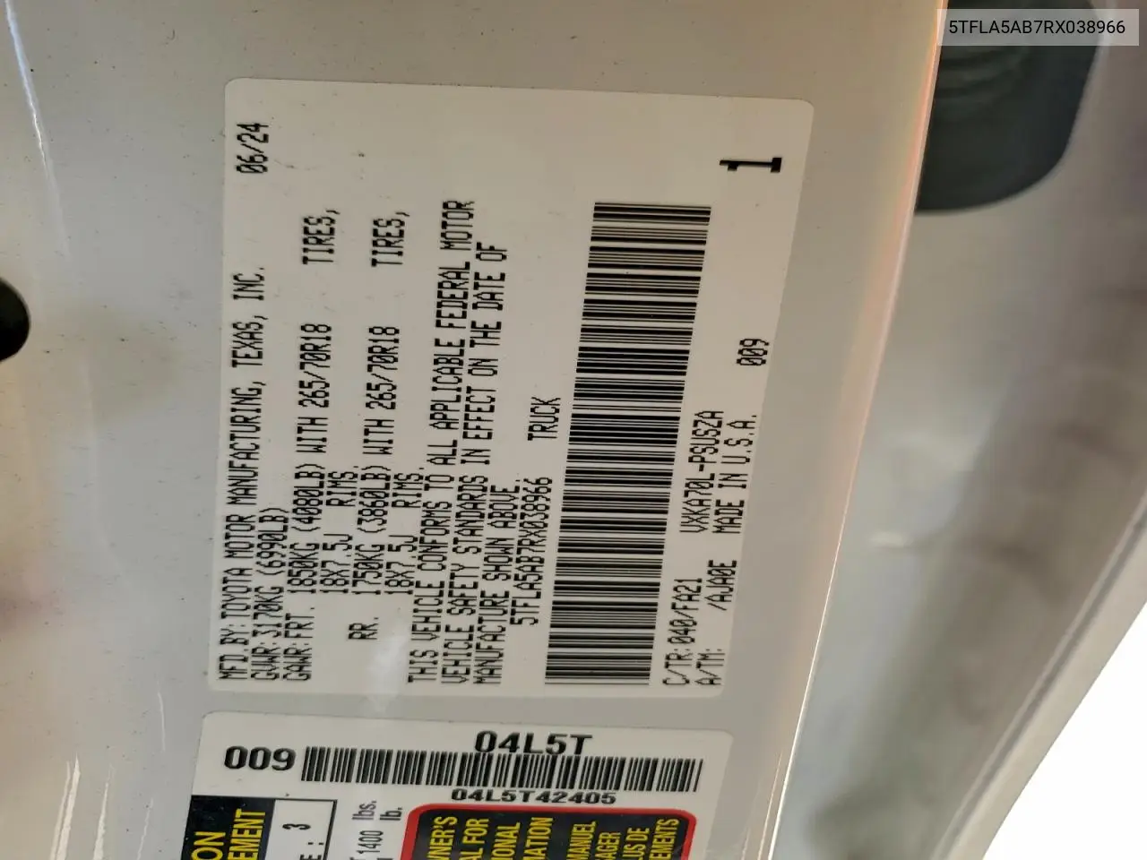 5TFLA5AB7RX038966 2024 Toyota Tundra Crewmax Sr