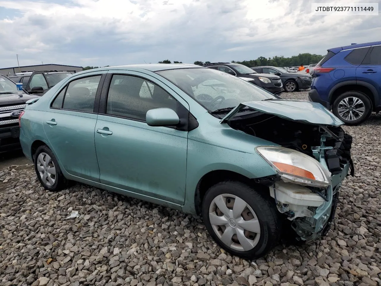 2007 Toyota Yaris VIN: JTDBT923771111449 Lot: 63790224