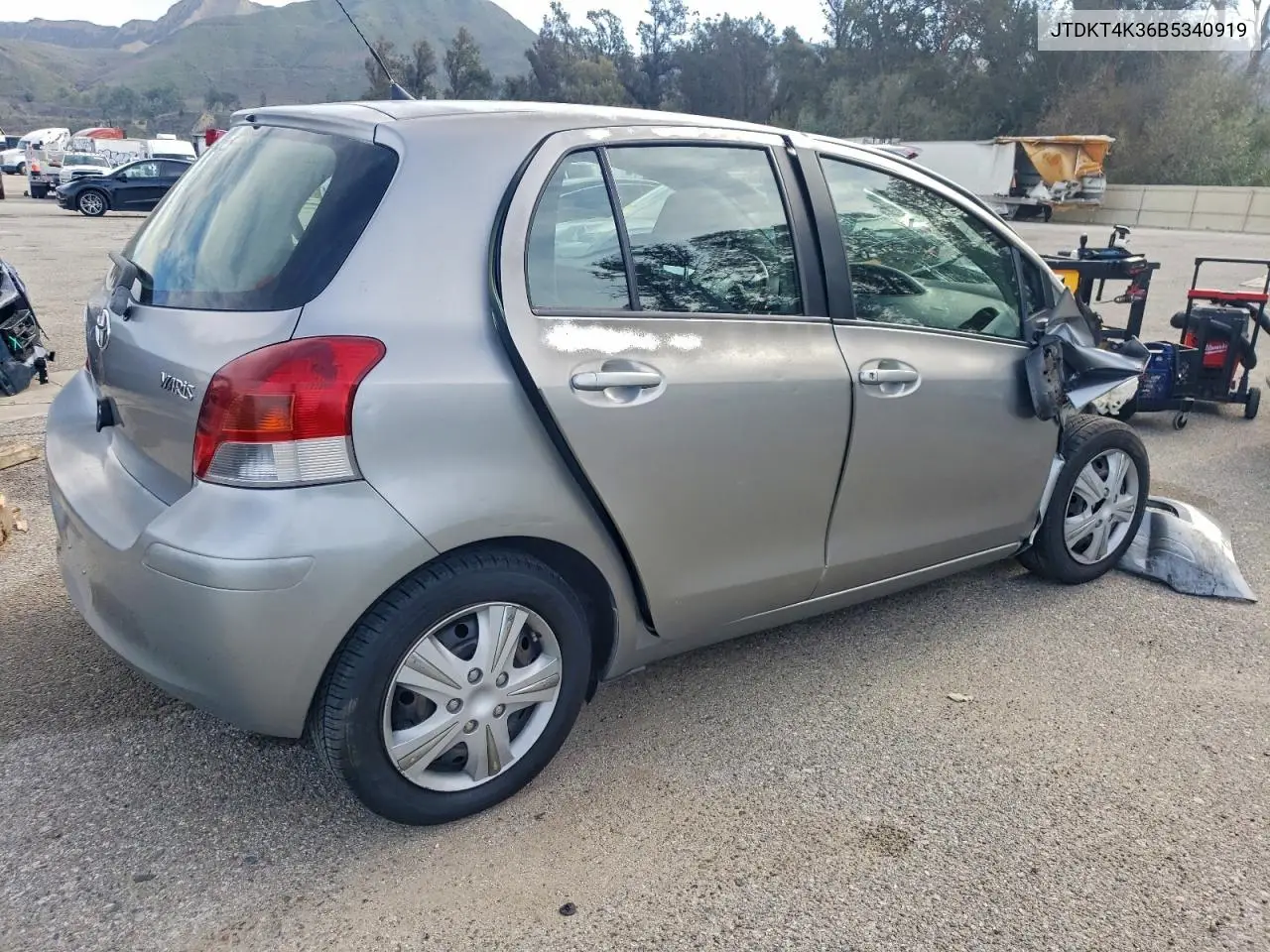 JTDKT4K36B5340919 2011 Toyota Yaris