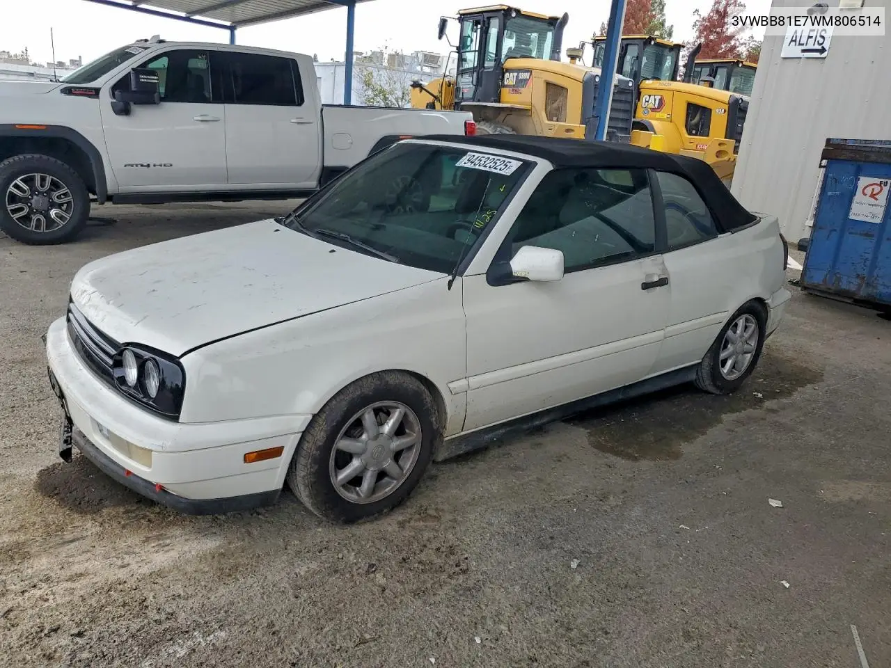 3VWBB81E7WM806514 1998 Volkswagen Cabrio Gls