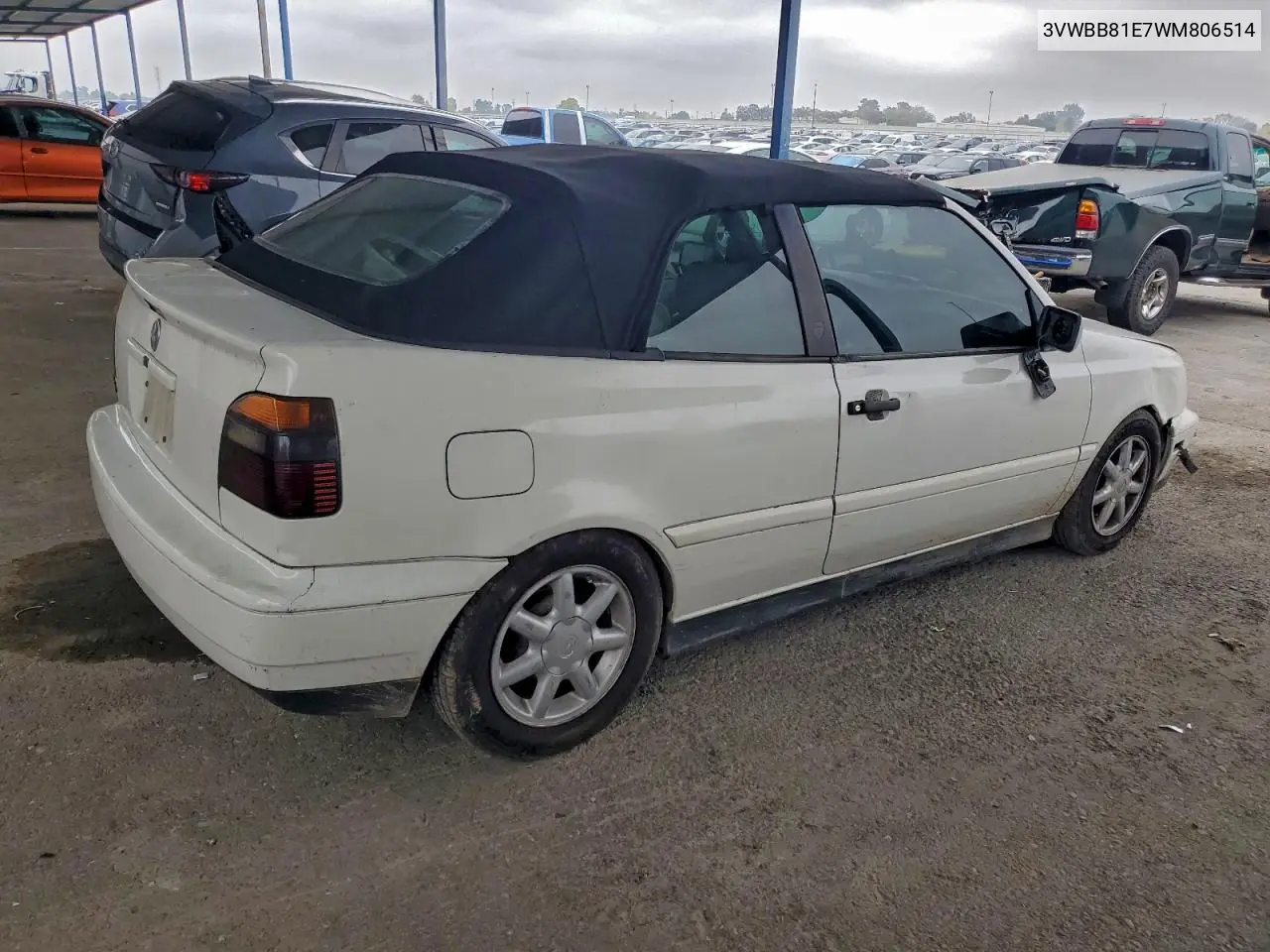 3VWBB81E7WM806514 1998 Volkswagen Cabrio Gls