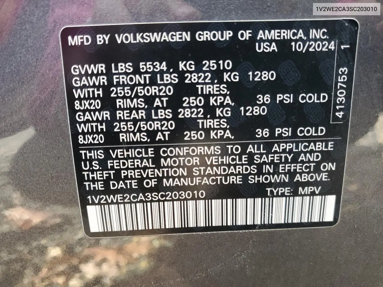 1V2WE2CA3SC203010 2025 Volkswagen Atlas Cross Sport Se