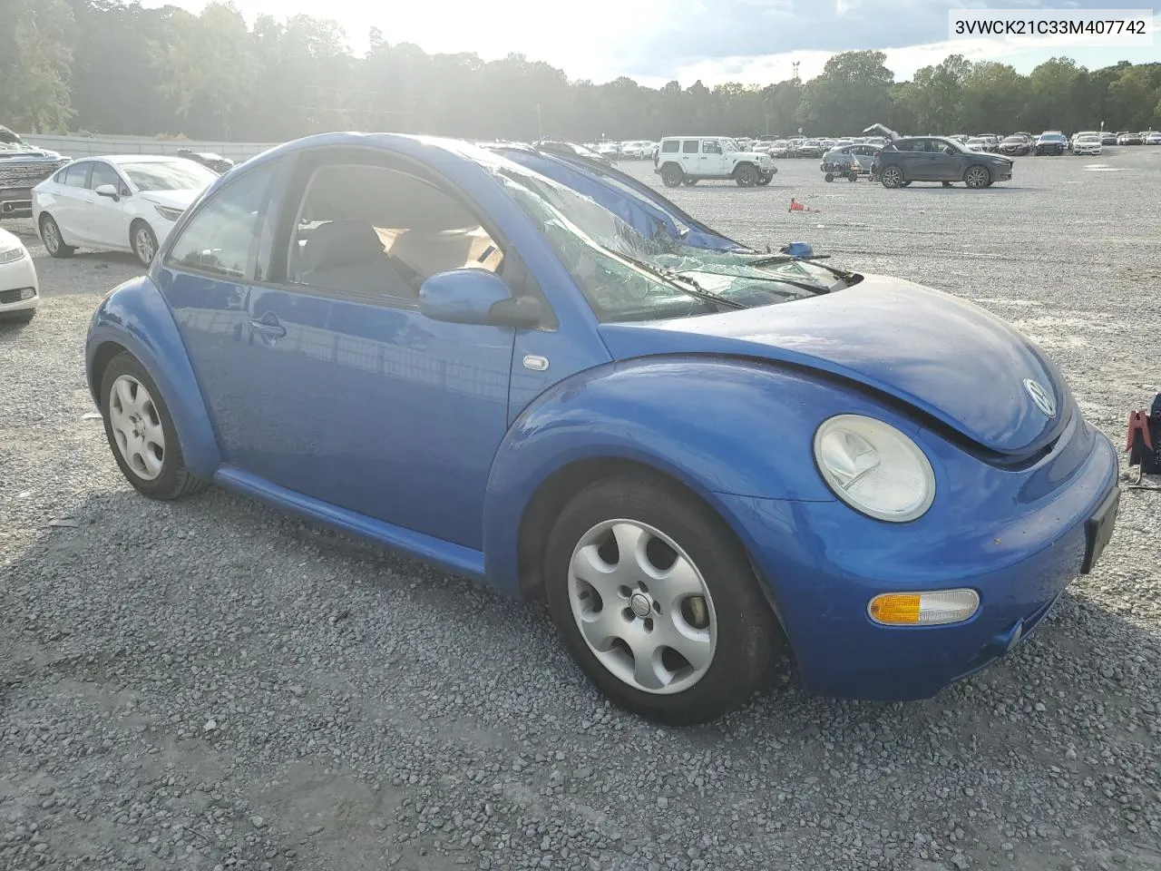 3VWCK21C33M407742 2003 Volkswagen New Beetle Gls