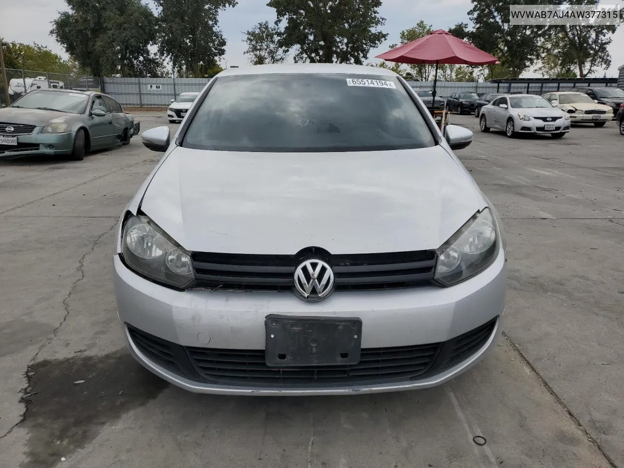 2010 Volkswagen Golf VIN: WVWAB7AJ4AW377315 Lot: 65514194