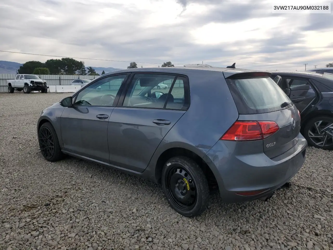 3VW217AU9GM032188 2016 Volkswagen Golf S/Se