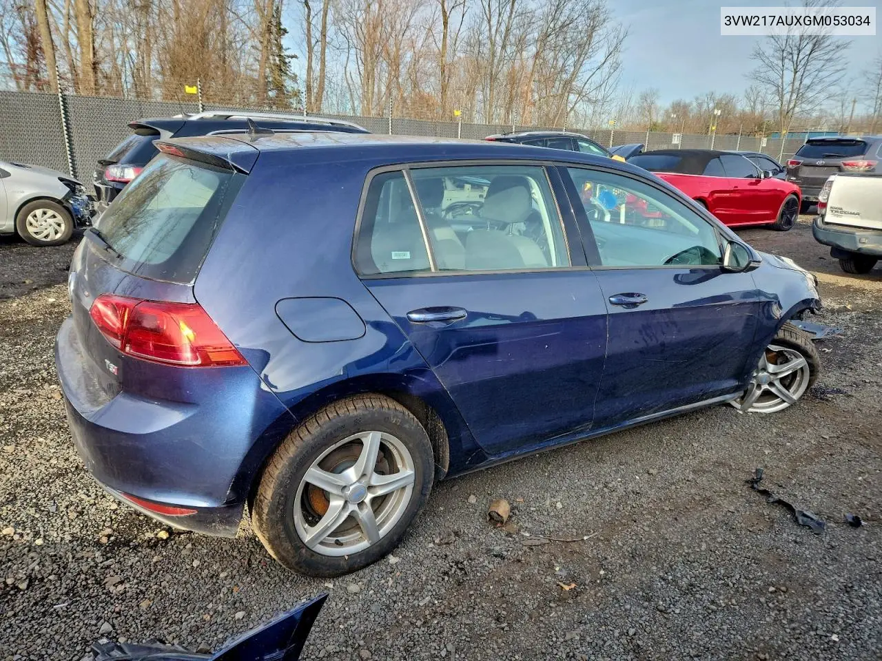 3VW217AUXGM053034 2016 Volkswagen Golf S/Se