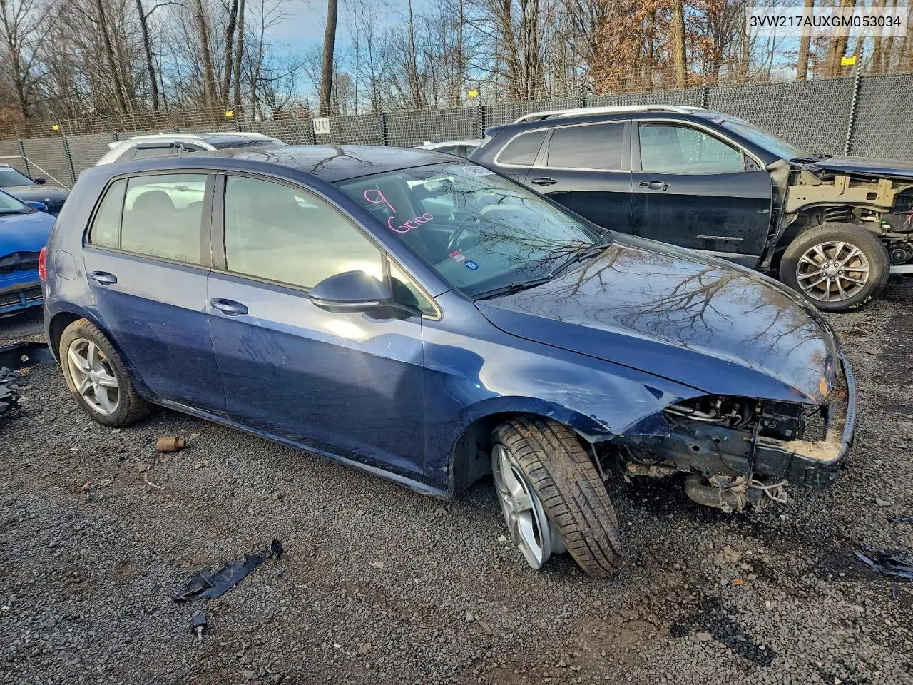 3VW217AUXGM053034 2016 Volkswagen Golf S/Se