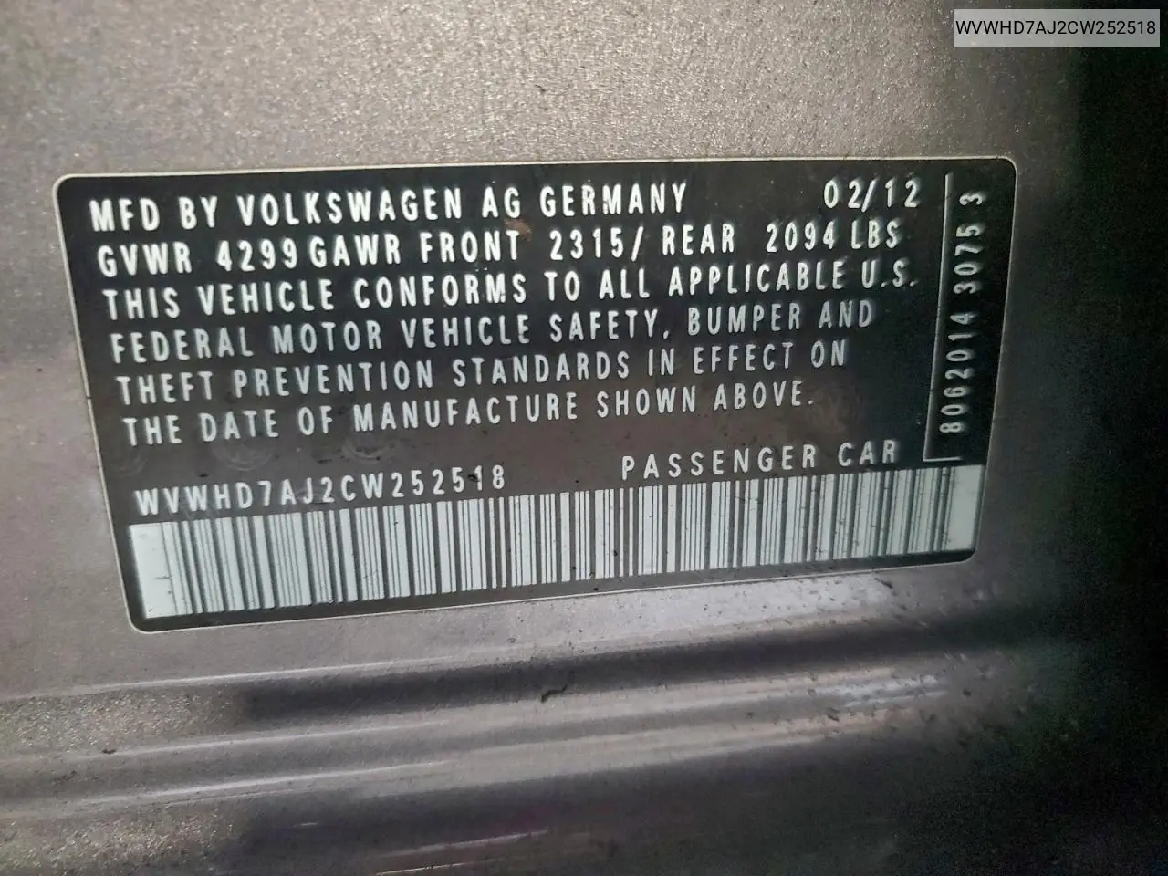 WVWHD7AJ2CW252518 2012 Volkswagen Gti