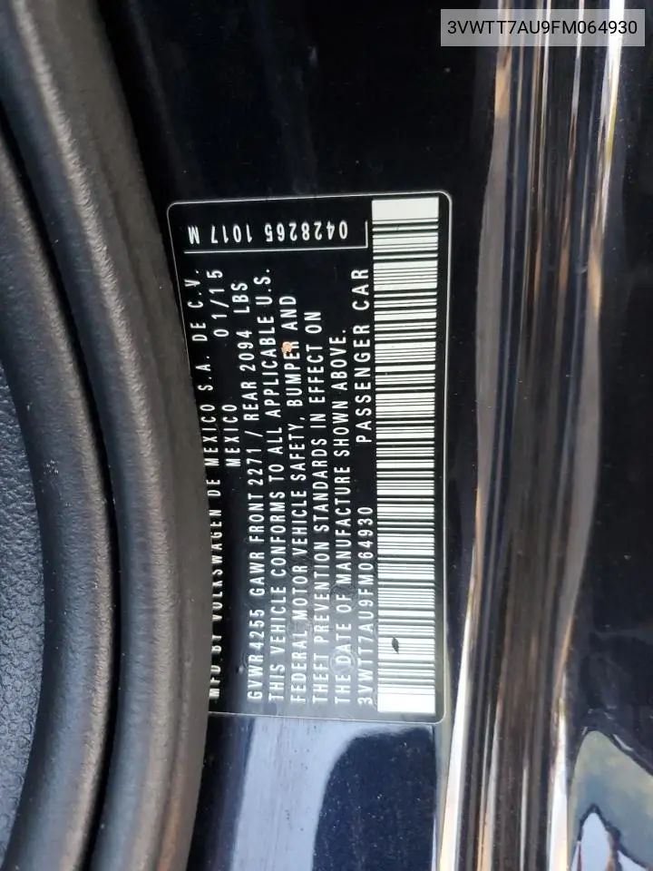 3VWTT7AU9FM064930 2015 Volkswagen Gti