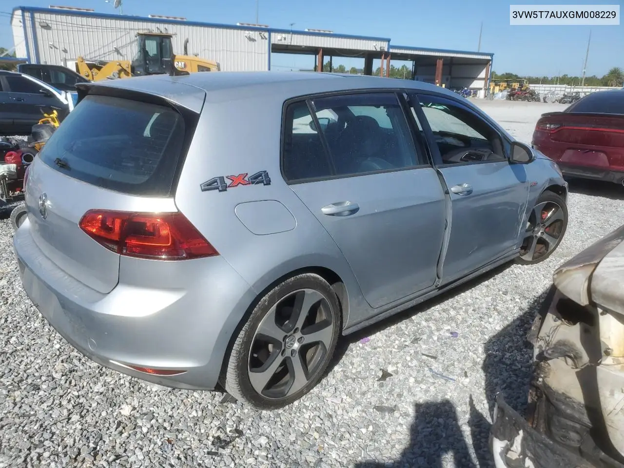 3VW5T7AUXGM008229 2016 Volkswagen Gti S/Se