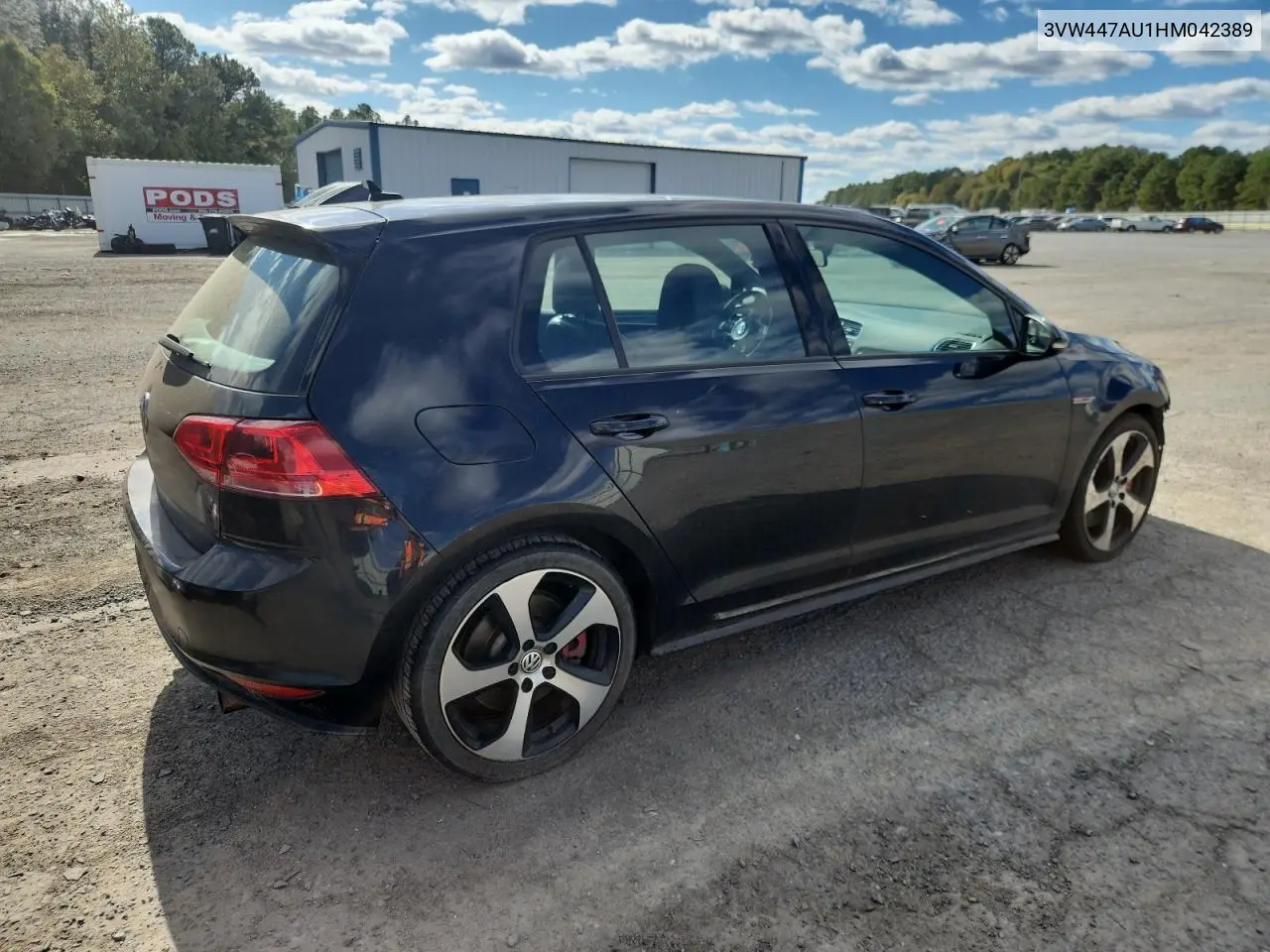 3VW447AU1HM042389 2017 Volkswagen Gti S/Se