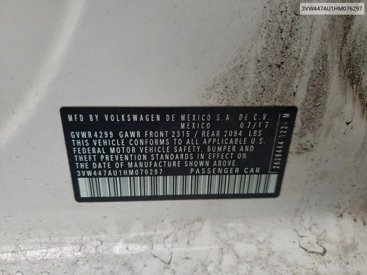 3VW447AU1HM076297 2017 Volkswagen Gti S/Se