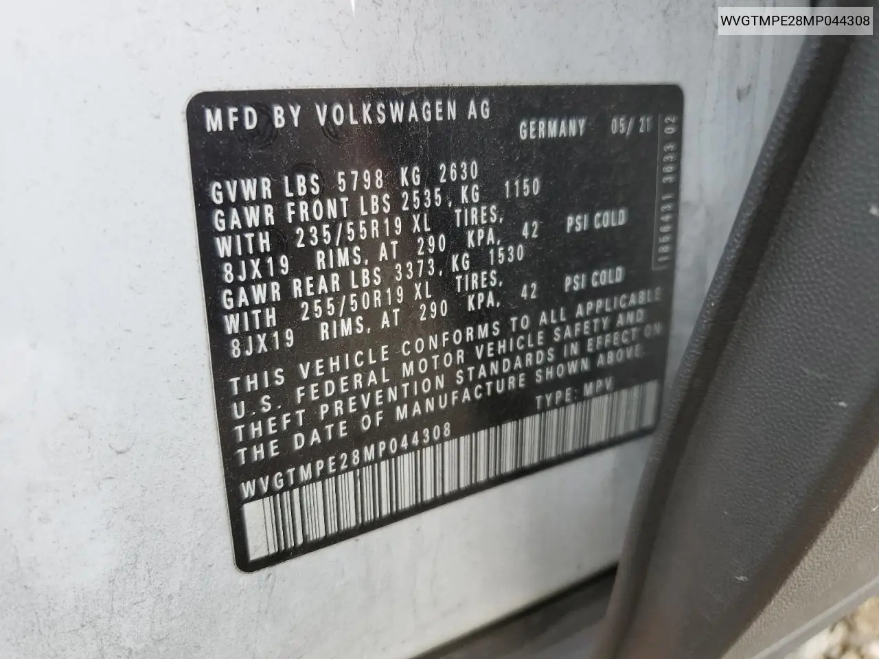 WVGTMPE28MP044308 2021 Volkswagen Id.4 Pro S