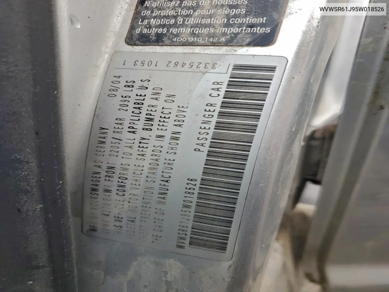WVWSR61J95W018526 2005 Volkswagen Jetta Gls Tdi