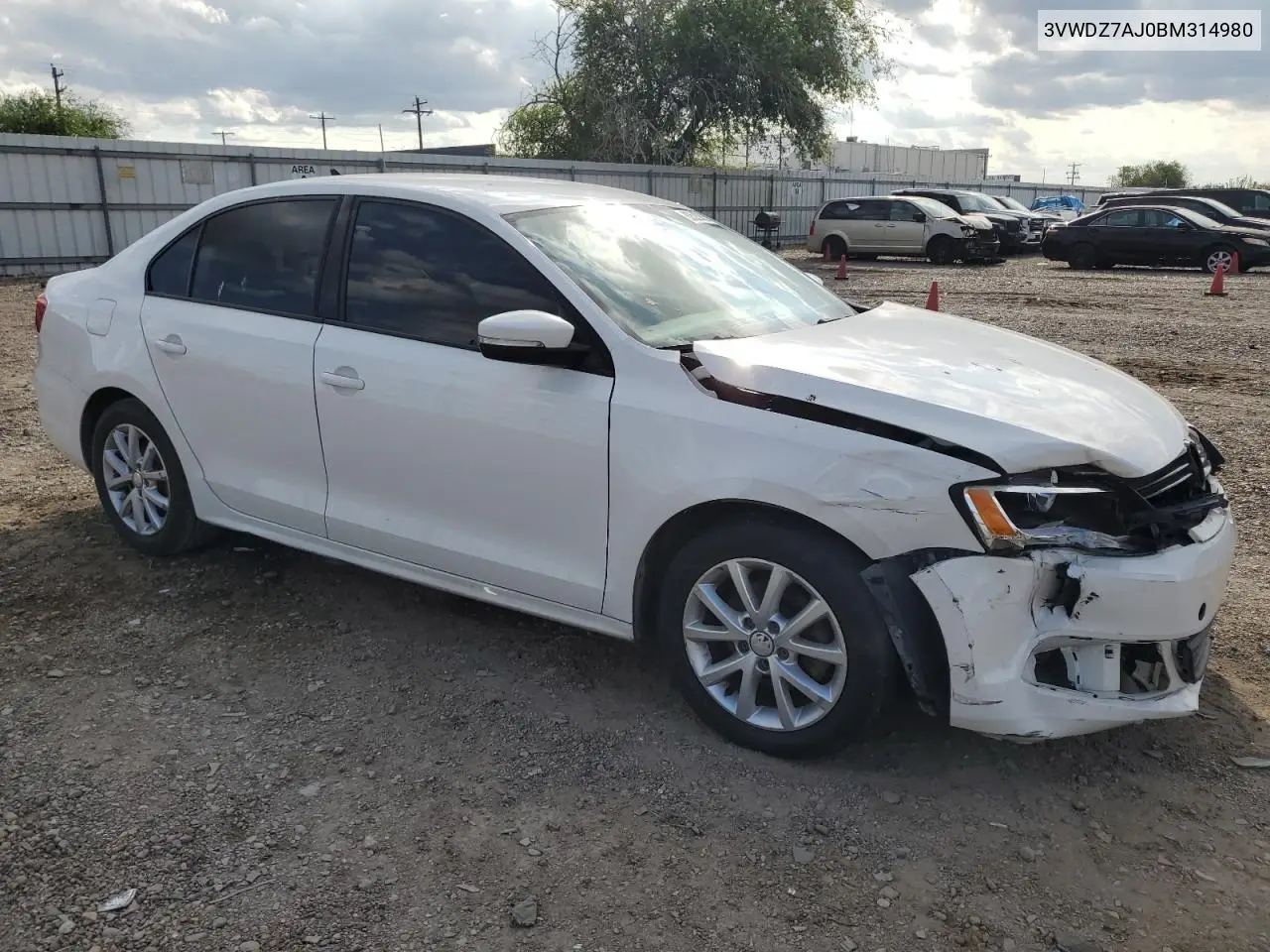 3VWDZ7AJ0BM314980 2011 Volkswagen Jetta Se