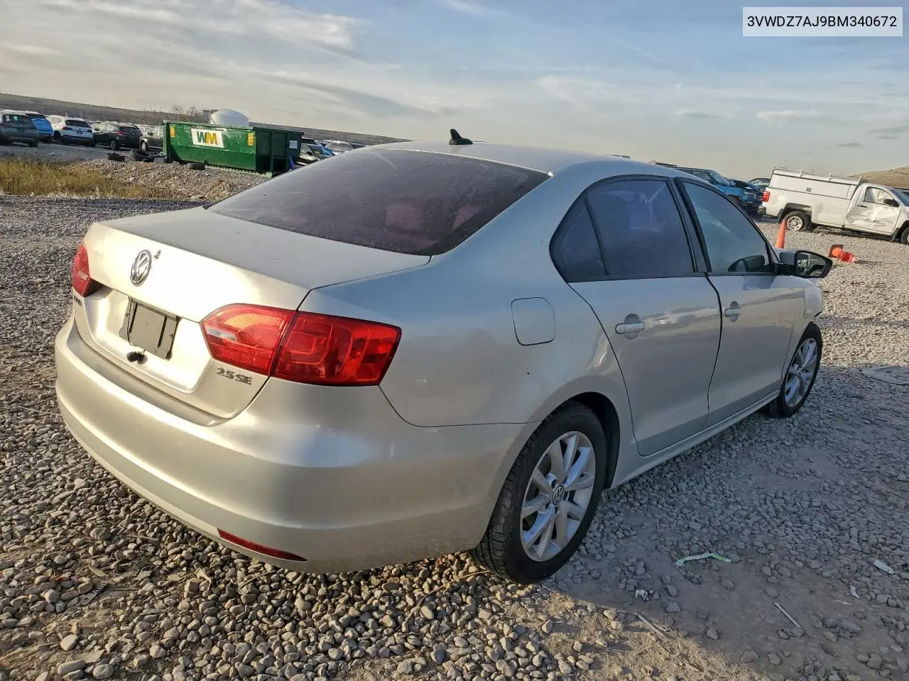 3VWDZ7AJ9BM340672 2011 Volkswagen Jetta Se