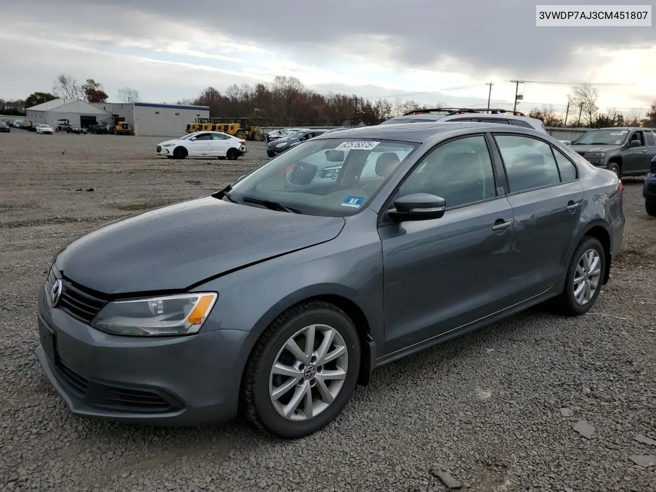 3VWDP7AJ3CM451807 2012 Volkswagen Jetta Se