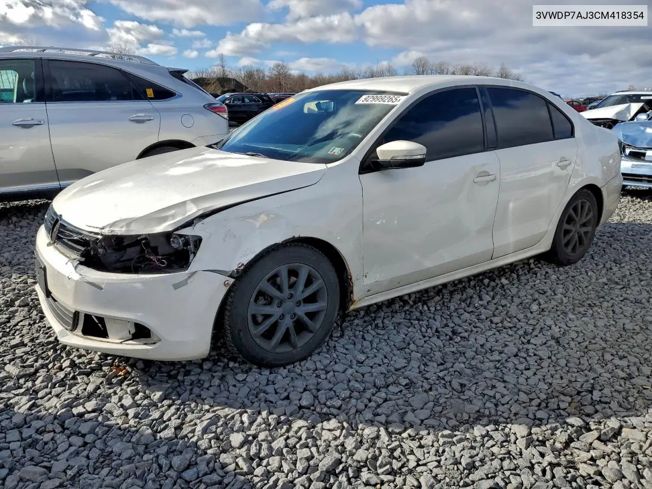 3VWDP7AJ3CM418354 2012 Volkswagen Jetta Se