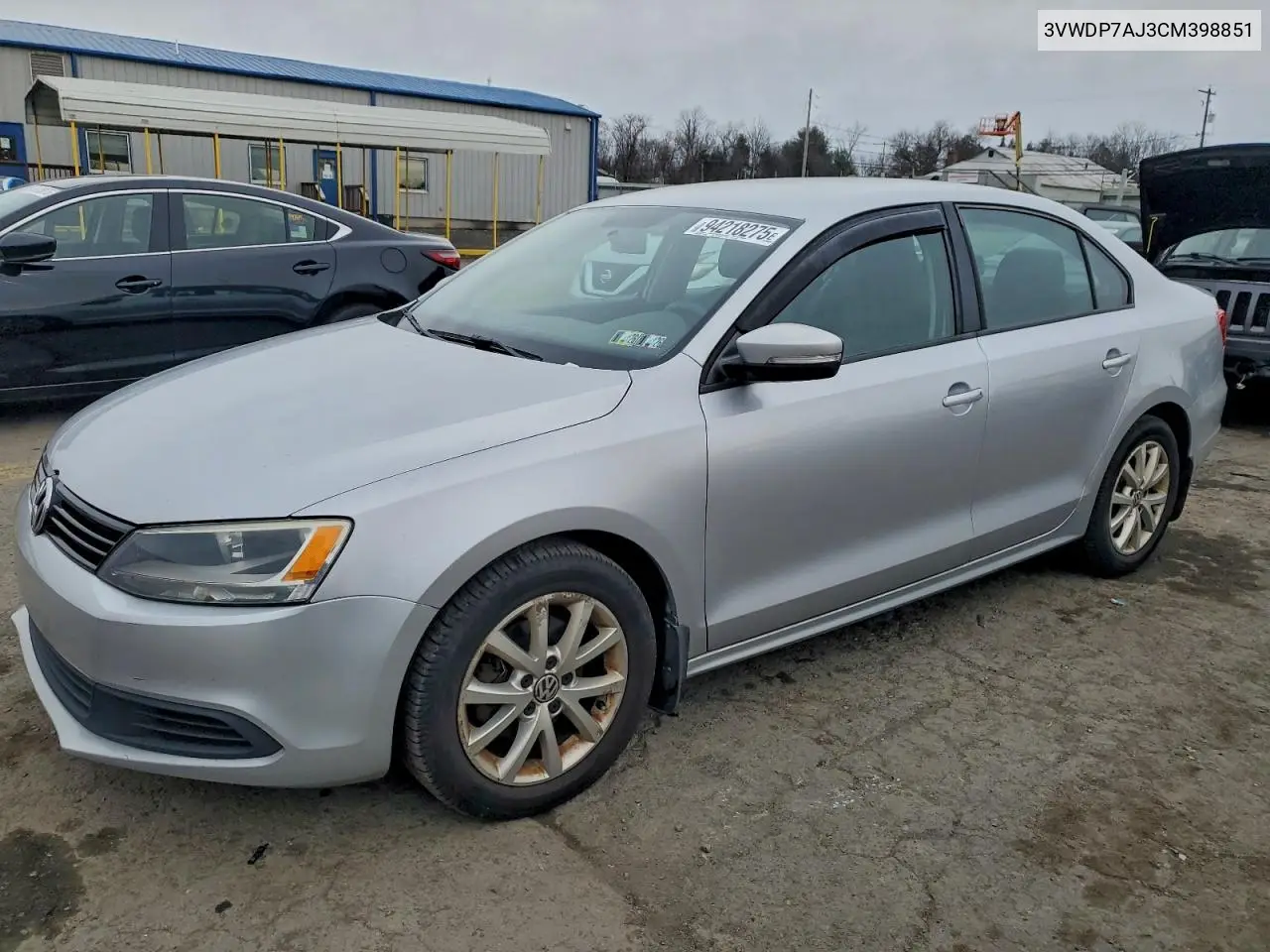 3VWDP7AJ3CM398851 2012 Volkswagen Jetta Se