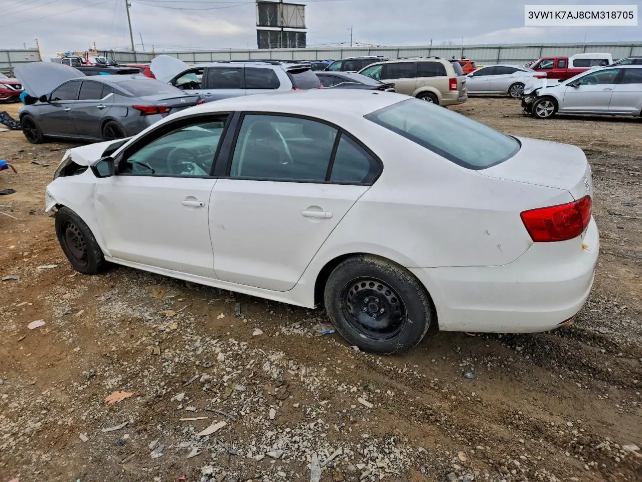 3VW1K7AJ8CM318705 2012 Volkswagen Jetta Base
