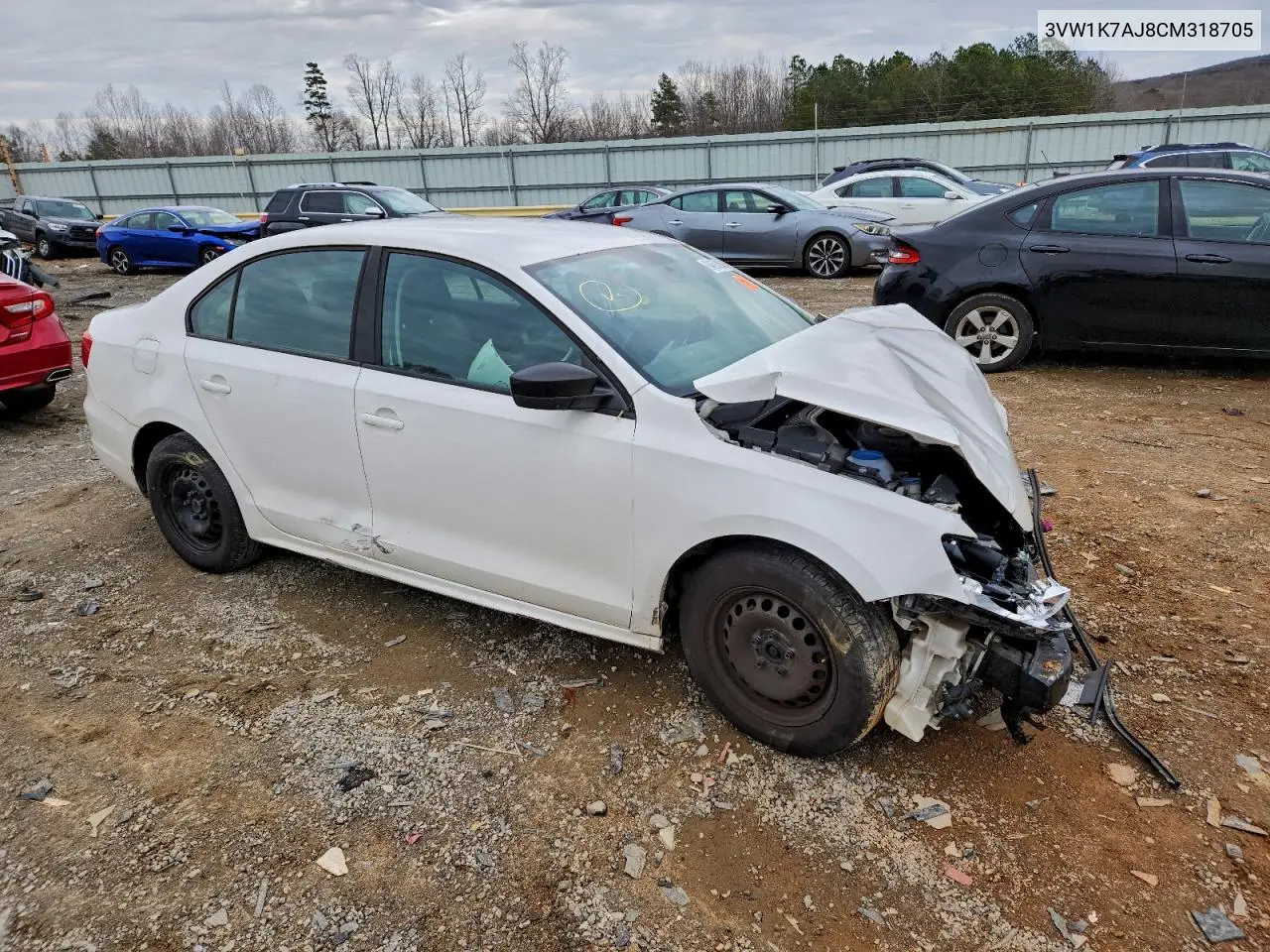 3VW1K7AJ8CM318705 2012 Volkswagen Jetta Base
