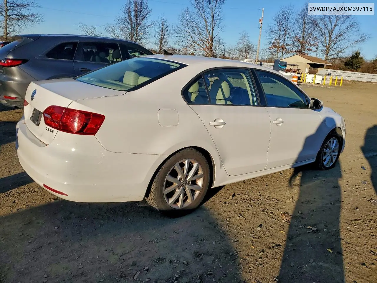 3VWDP7AJXCM397115 2012 Volkswagen Jetta Se