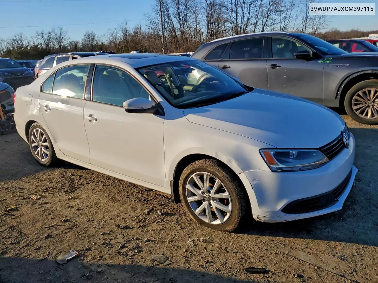 3VWDP7AJXCM397115 2012 Volkswagen Jetta Se