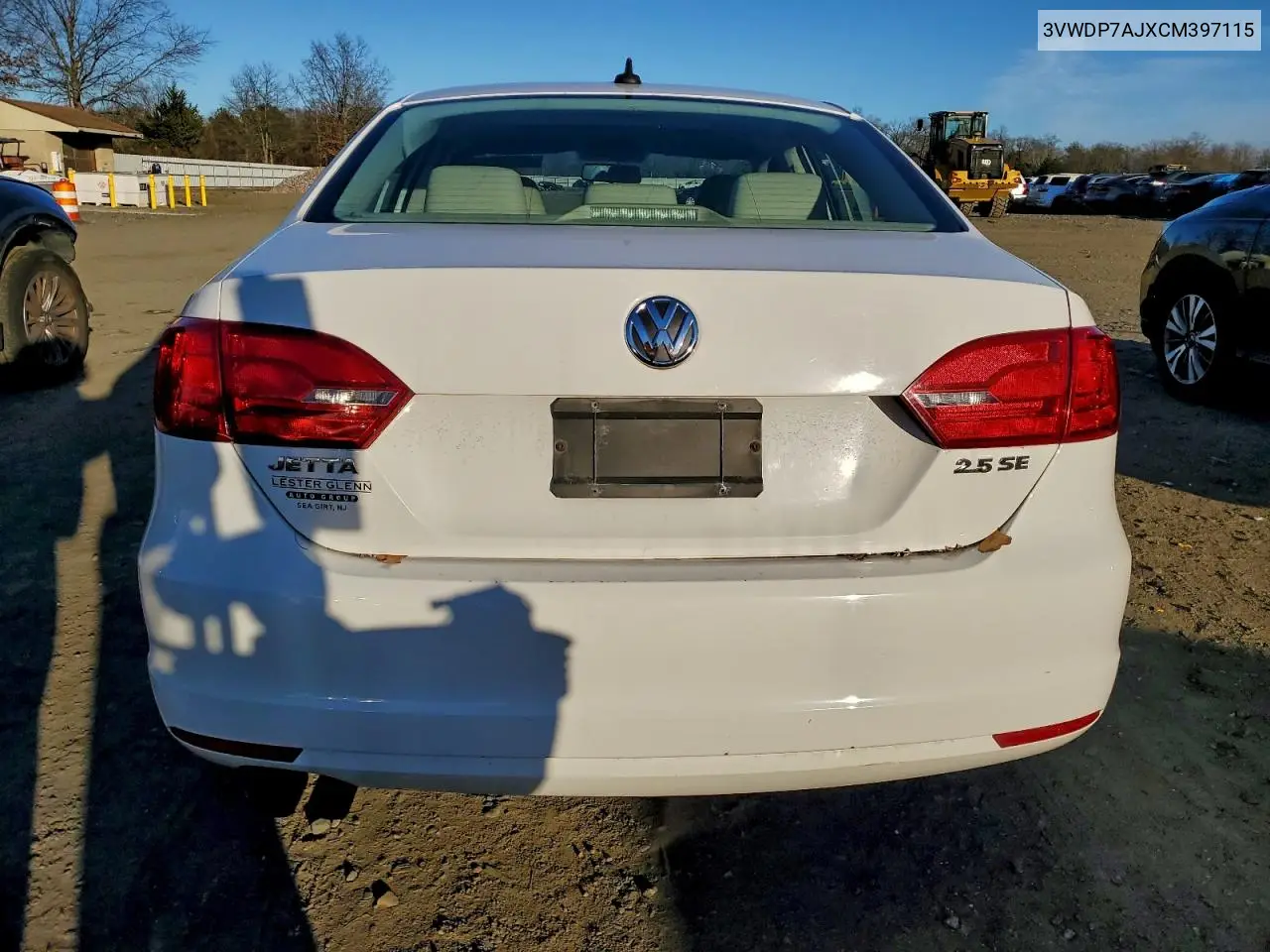3VWDP7AJXCM397115 2012 Volkswagen Jetta Se