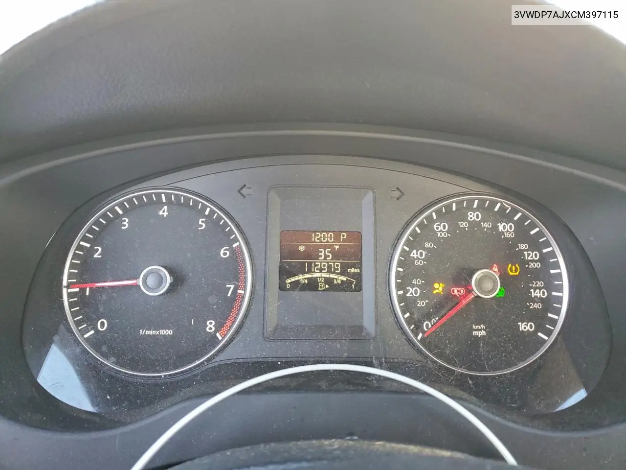 3VWDP7AJXCM397115 2012 Volkswagen Jetta Se