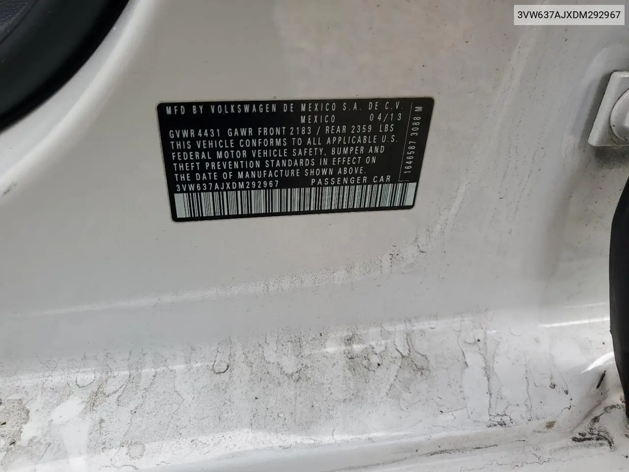 3VW637AJXDM292967 2013 Volkswagen Jetta Hybrid