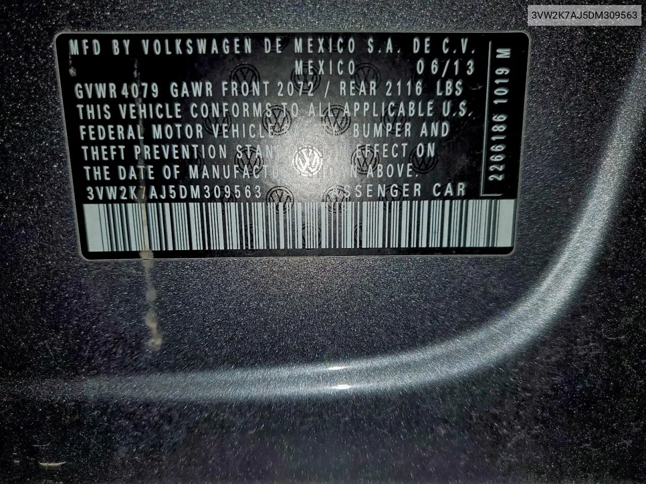 3VW2K7AJ5DM309563 2013 Volkswagen Jetta Base