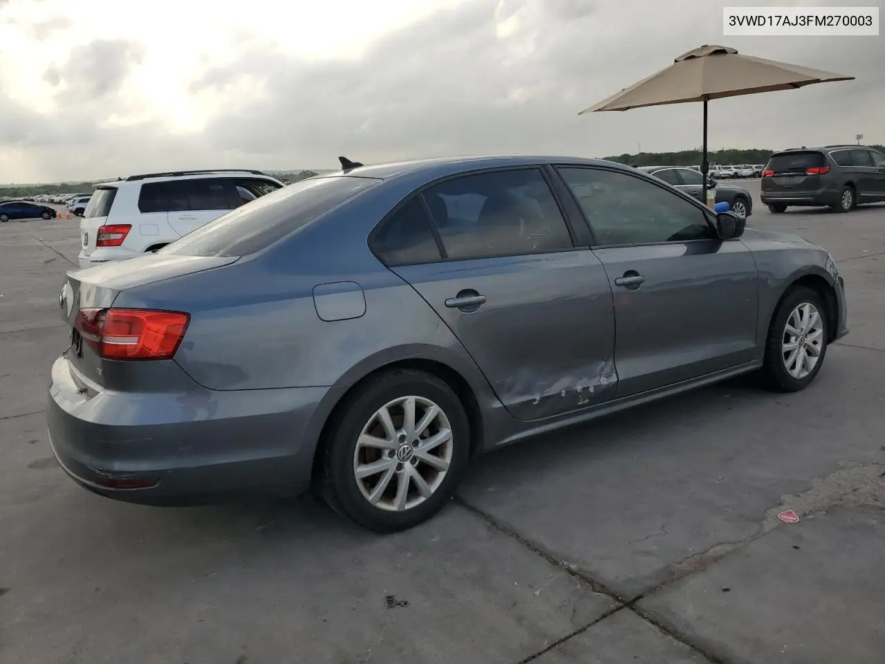 3VWD17AJ3FM270003 2015 Volkswagen Jetta Se