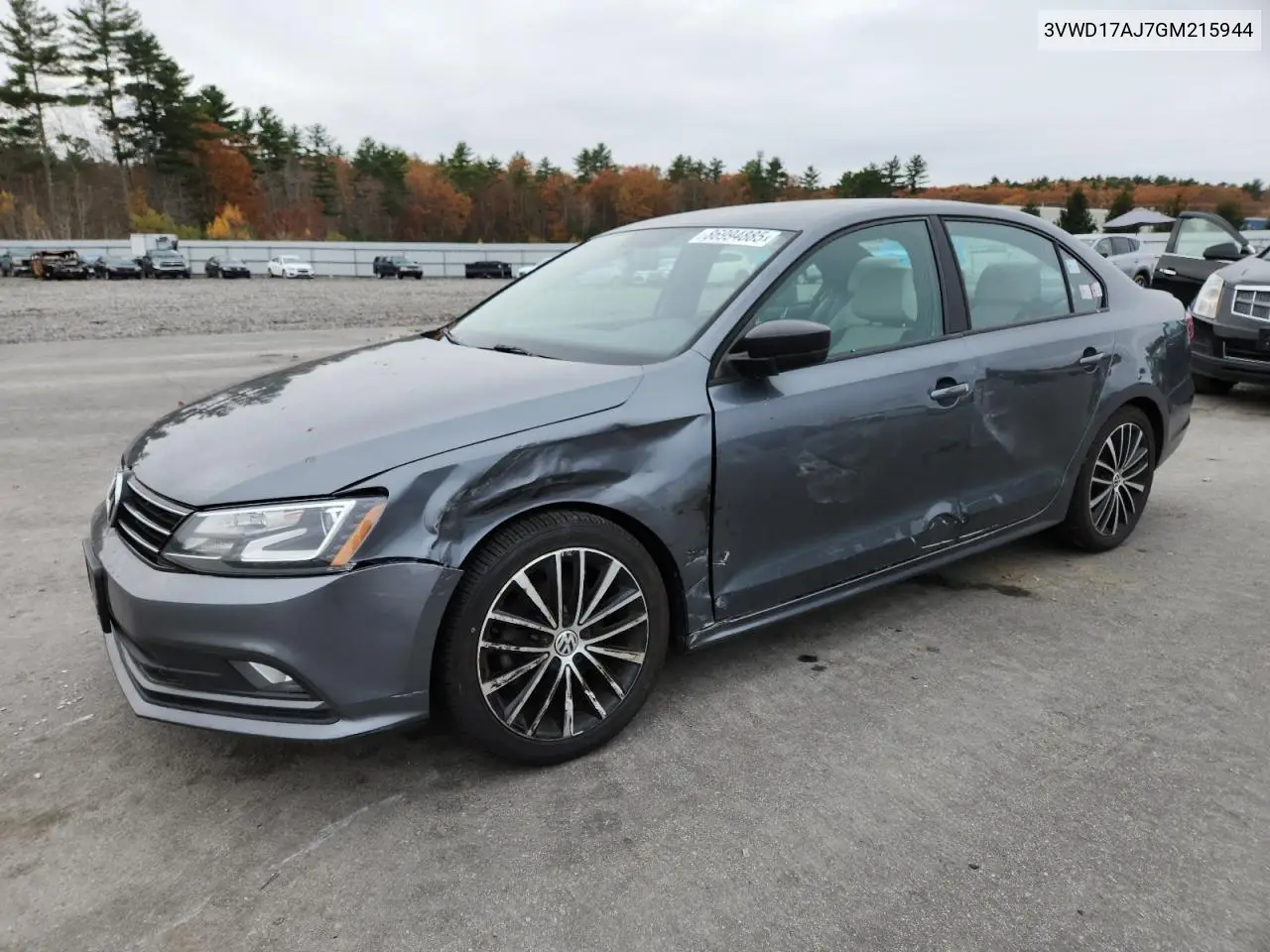 3VWD17AJ7GM215944 2016 Volkswagen Jetta Sport