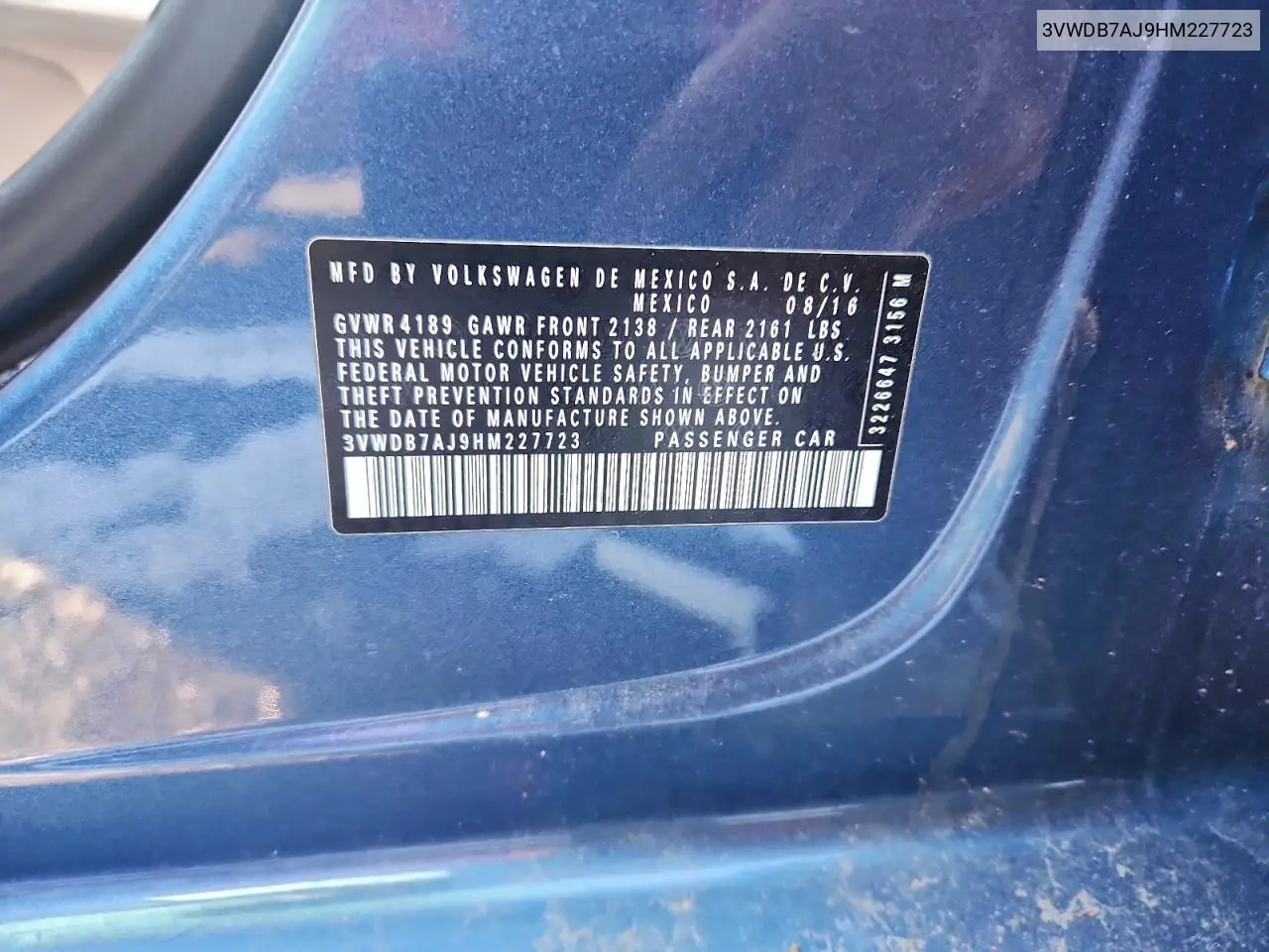 3VWDB7AJ9HM227723 2017 Volkswagen Jetta Se