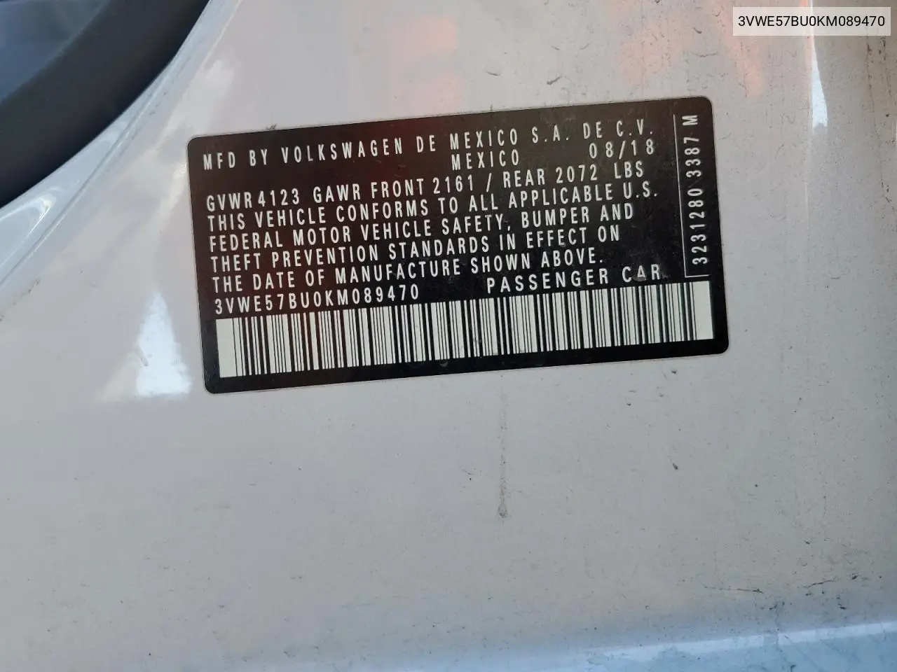 3VWE57BU0KM089470 2019 Volkswagen Jetta Sel