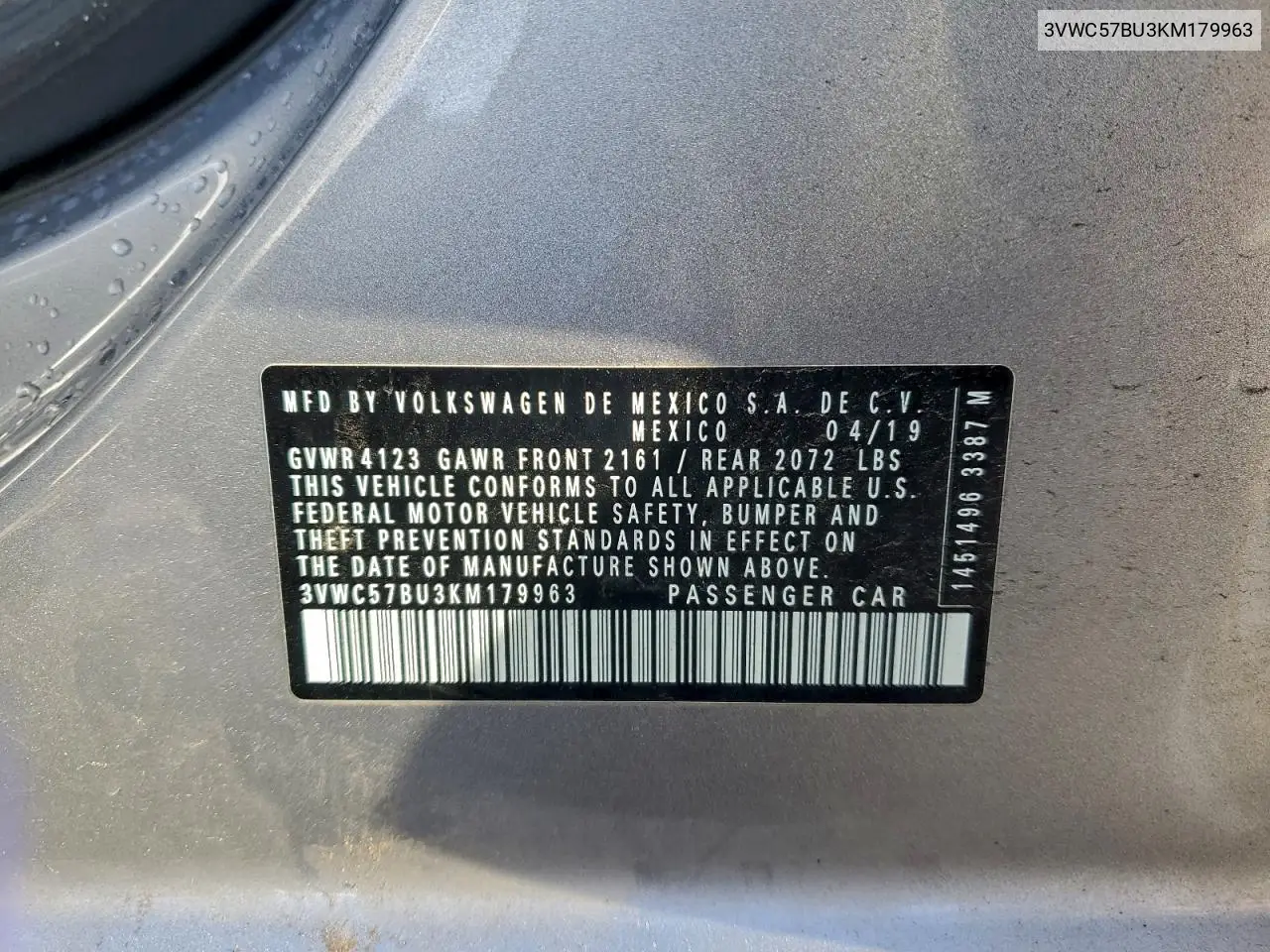 3VWC57BU3KM179963 2019 Volkswagen Jetta S