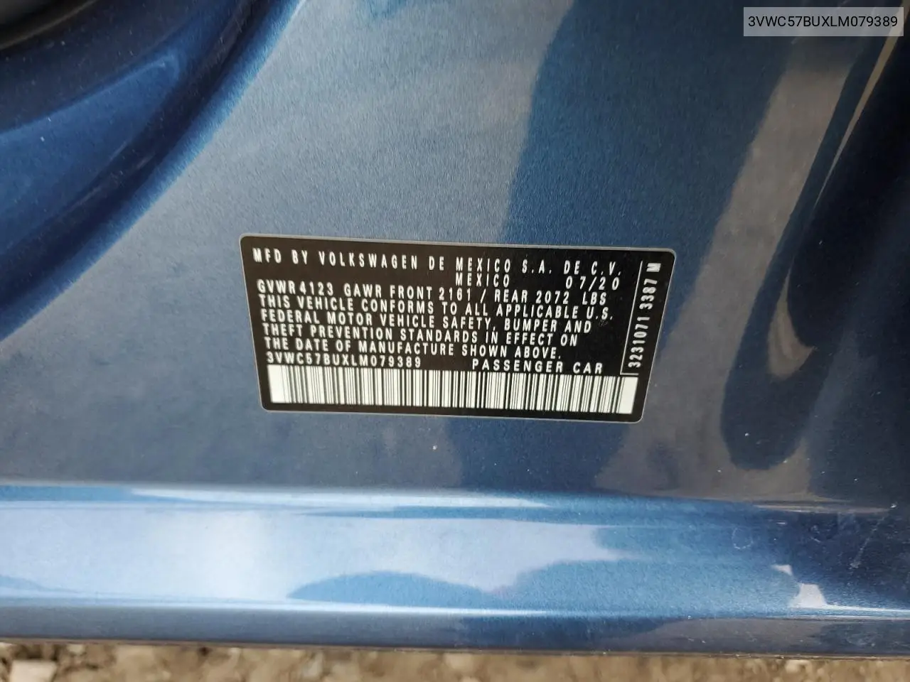 3VWC57BUXLM079389 2020 Volkswagen Jetta S