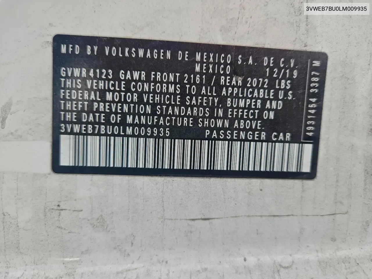 3VWEB7BU0LM009935 2020 Volkswagen Jetta Sel