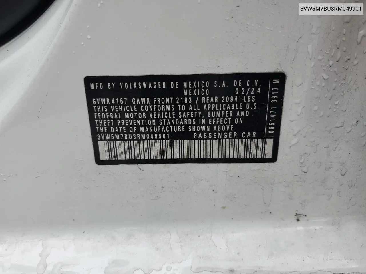 3VW5M7BU3RM049901 2024 Volkswagen Jetta S