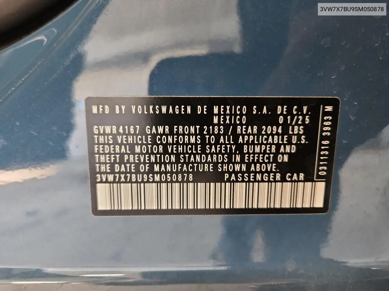 3VW7X7BU9SM050878 2025 Volkswagen Jetta Se