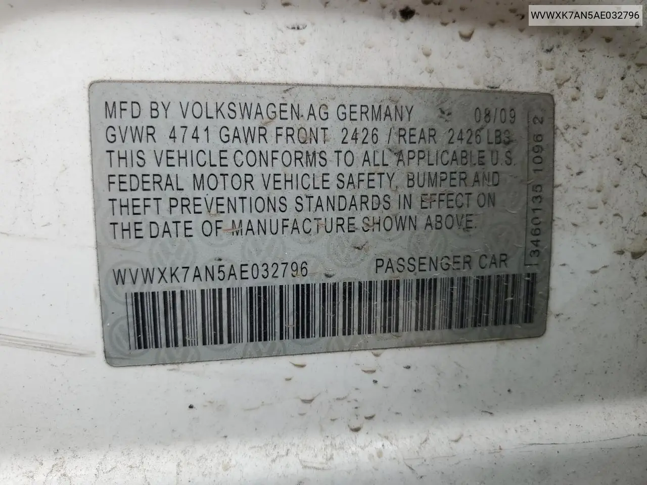 WVWXK7AN5AE032796 2010 Volkswagen Passat Komfort