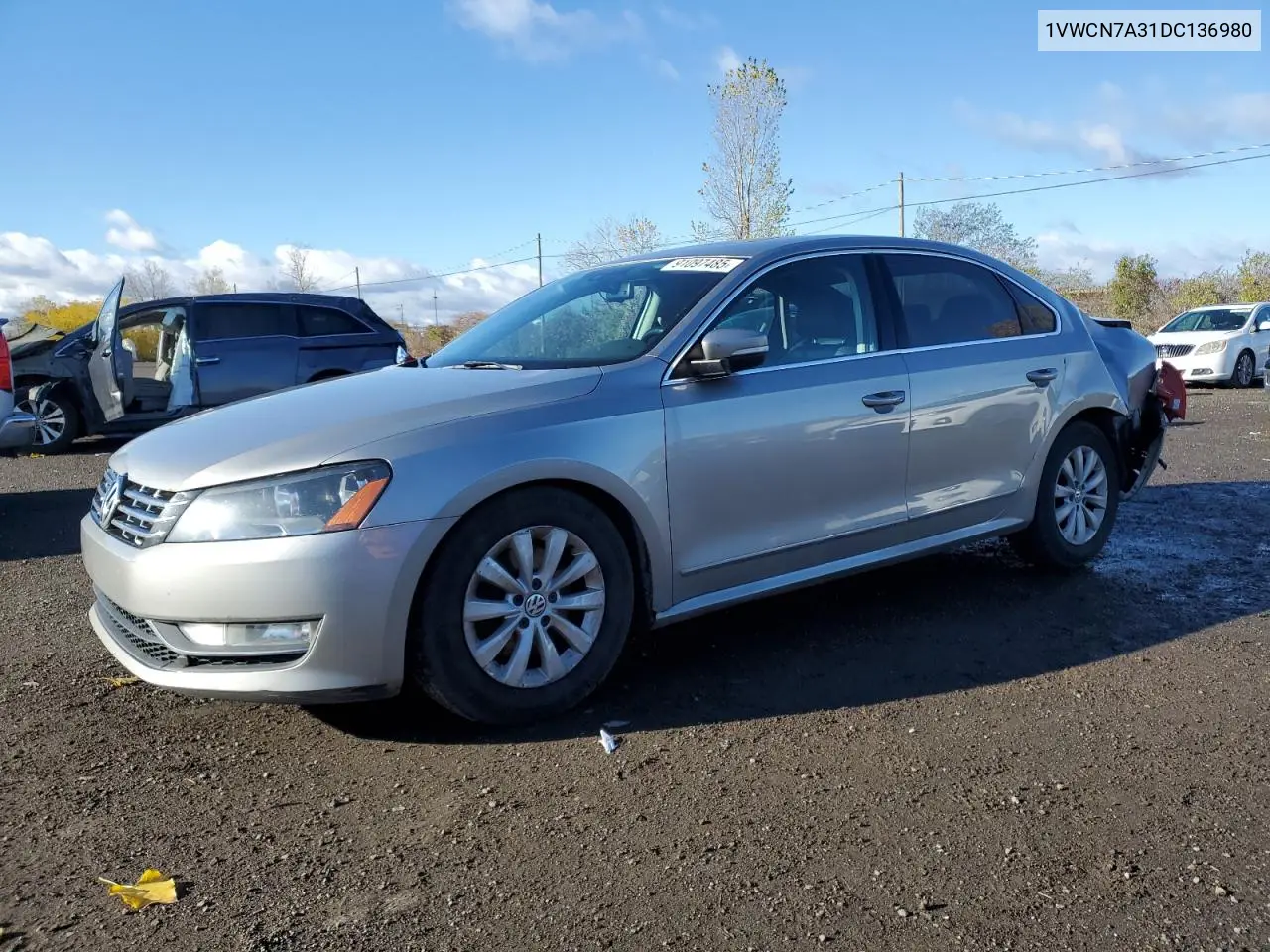 1VWCN7A31DC136980 2013 Volkswagen Passat Sel