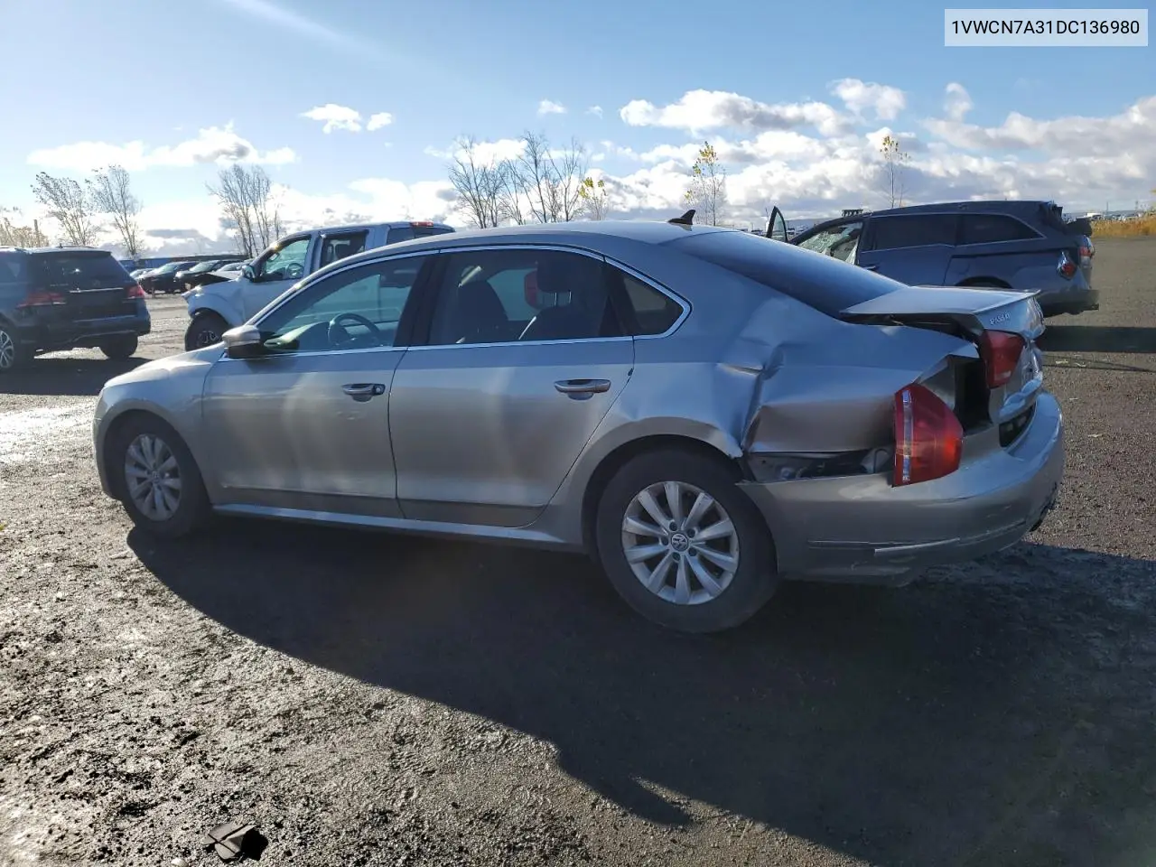 1VWCN7A31DC136980 2013 Volkswagen Passat Sel