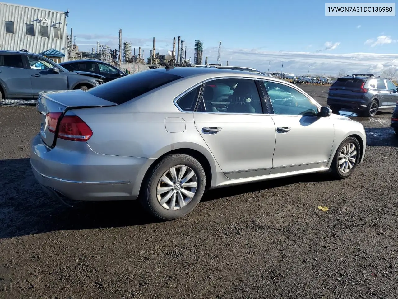 1VWCN7A31DC136980 2013 Volkswagen Passat Sel