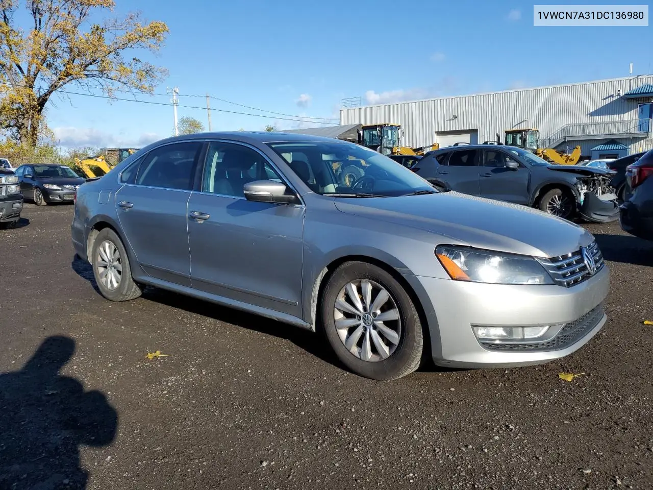 1VWCN7A31DC136980 2013 Volkswagen Passat Sel