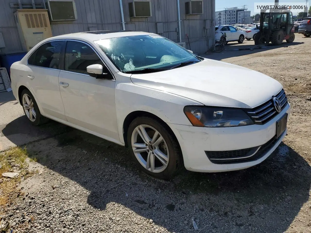 1VWBT7A38EC100061 2014 Volkswagen Passat Se