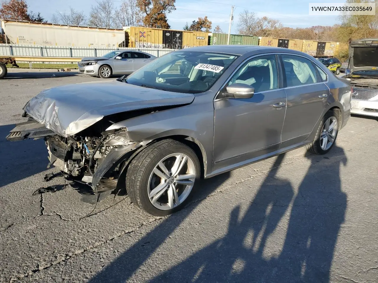 1VWCN7A33EC035649 2014 Volkswagen Passat Sel