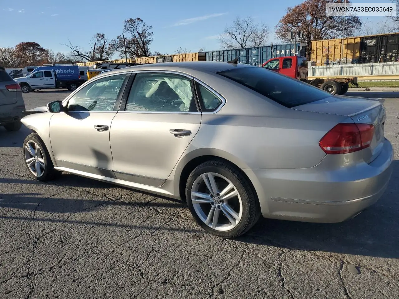1VWCN7A33EC035649 2014 Volkswagen Passat Sel