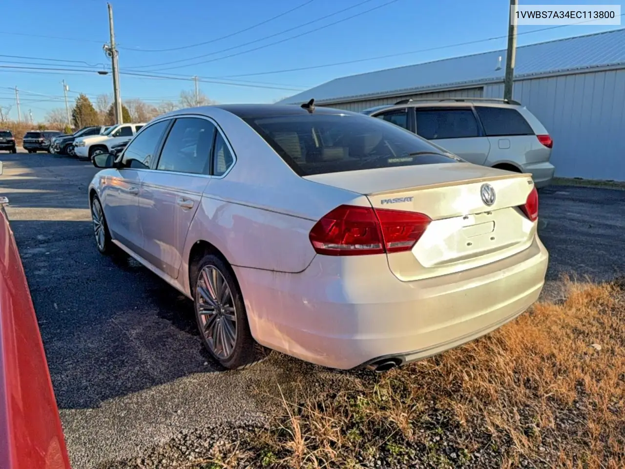 1VWBS7A34EC113800 2014 Volkswagen Passat Se