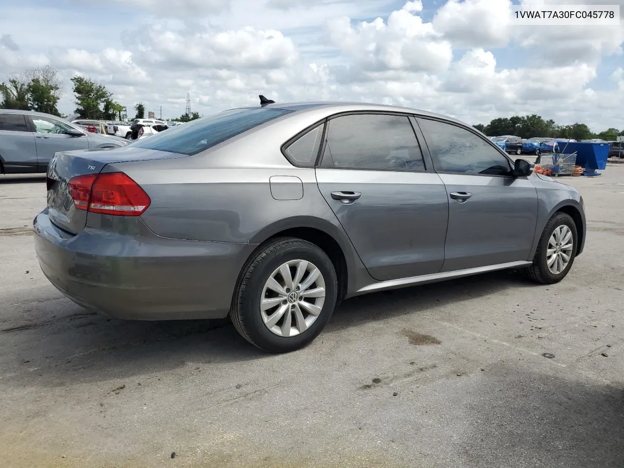 1VWAT7A30FC045778 2015 Volkswagen Passat S